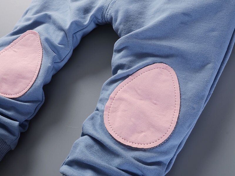 AiLe Rabbit children's clothes set Boys Girls Spring Autumn Long Sleeve Top Pants 2 Piece Set Pocket Decoration 3 color