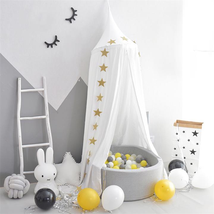 Dusty Roze Prinses Meisjes Mousseline Katoen Bed Cot Crib Spelen Luifel Opknoping Tent Dome Baldachin: White