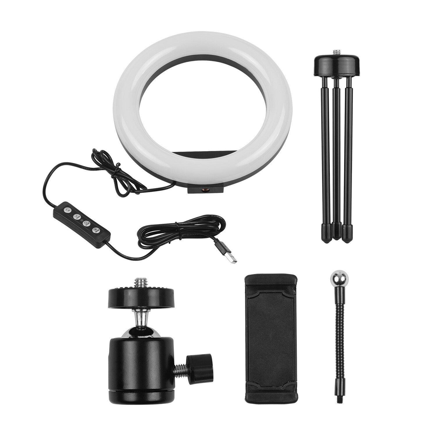 8 Inch LED Ring Light Fill-in Lamp Built-in 72pc LED Beads 10W Dimmable 2700-5500K Color Holder for iPhone Samsung Huawei Xiaomi: with Tripod 