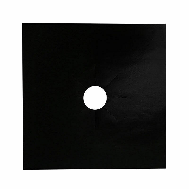 4*Reusable Protector Gas Range Liner Non Stick Gas Hob Stove Top Cooker Cover: Black