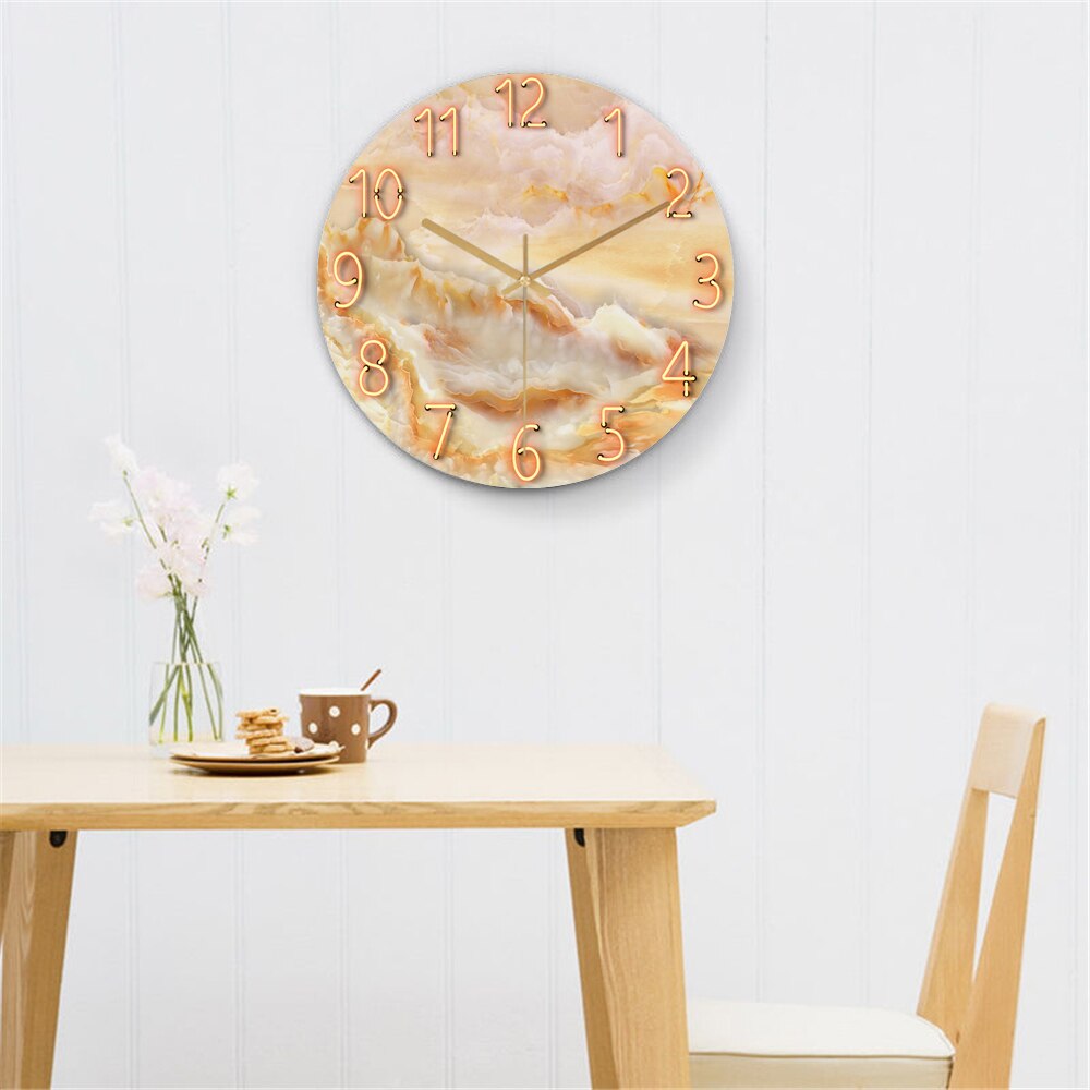 Montre géante en marbre au moderne, corps en verre et cristal, grande horloge murale 3D décorée pour salon, mécanisme silencieux, décor de chambre à coucher