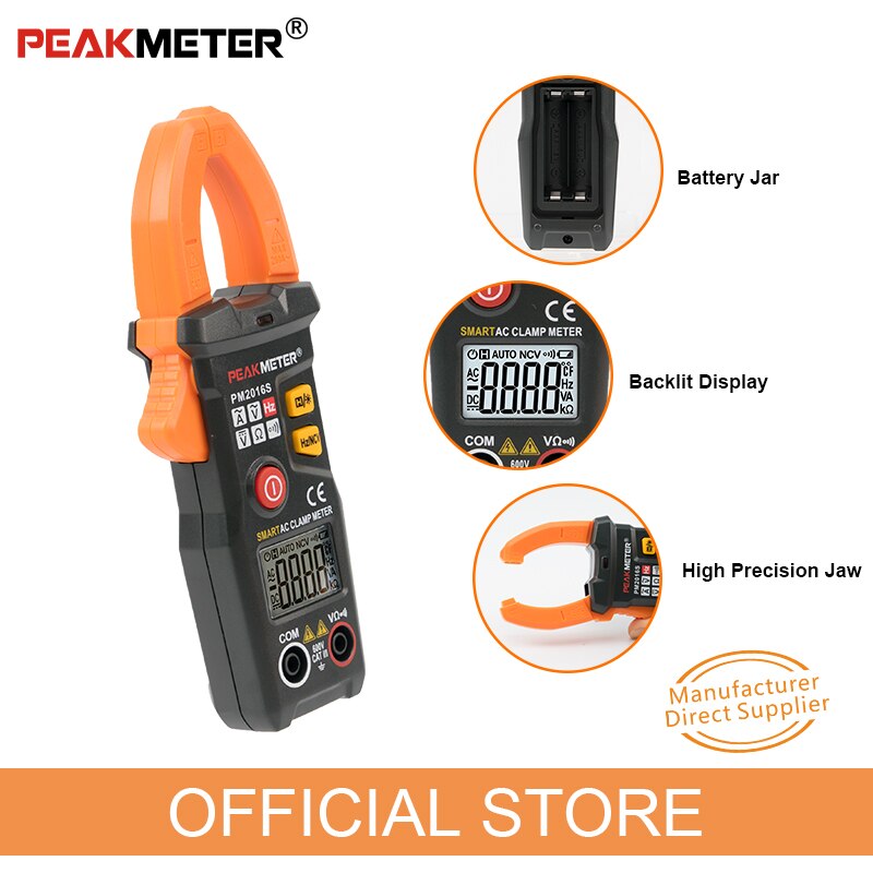 PEAKMETER PM2016S PM2016A Automatic Intelligent Digital Clamp Meter Multimeter Ammeter High Precision Anti-burning Clamp Meter