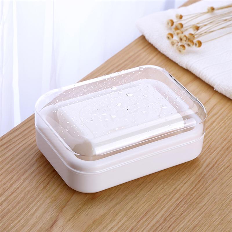 1pc bærbare sæbeskåle med låg plastsæbekasse sæbeholder sæbebeholder til bordkøkken badeværelse