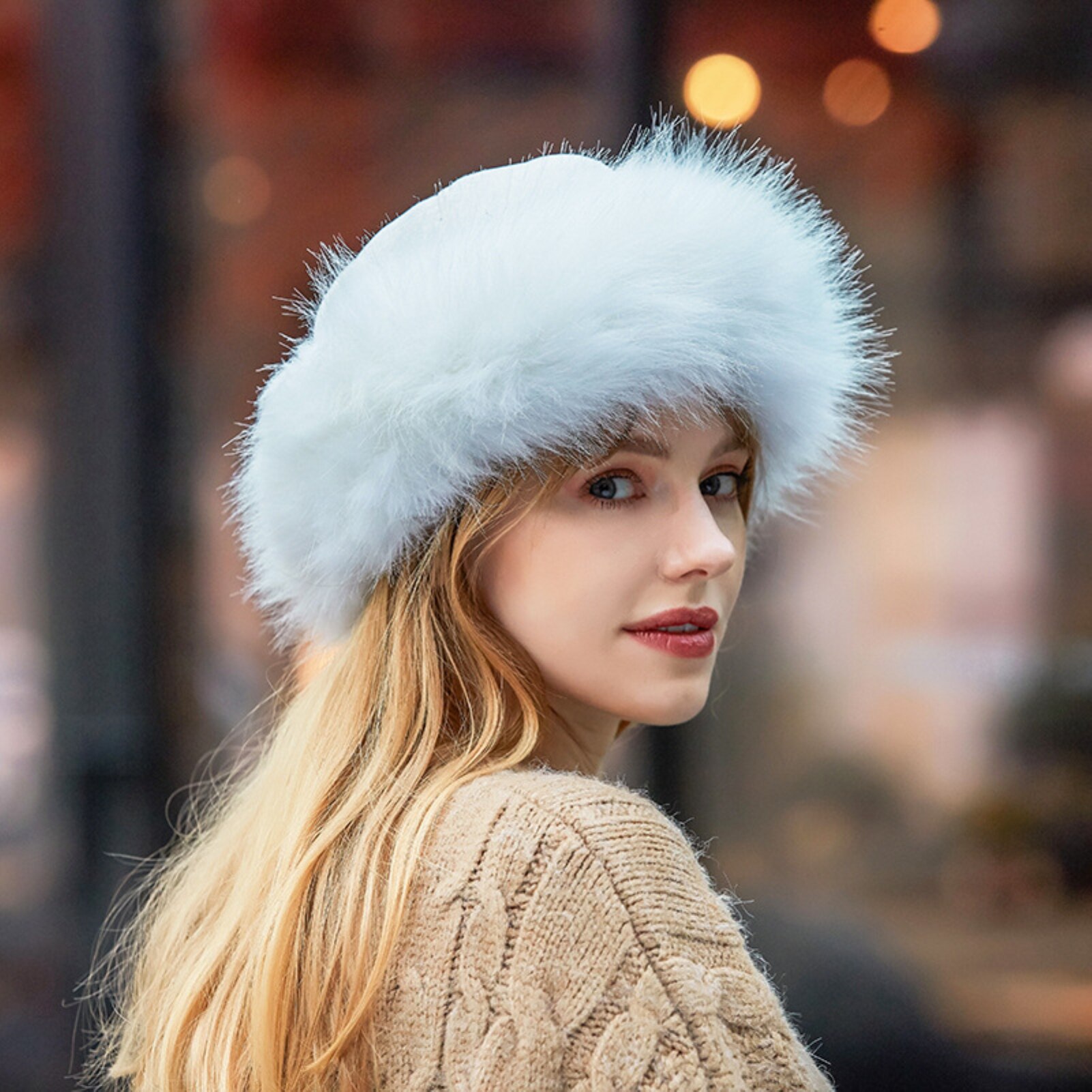 Women&#39;s Winter Fur Hat Dome Mongolian Hat Mongolian Men Women Winter Faux Fur Suede Fluffy Beanie Warm Thick Hat Snow Cap