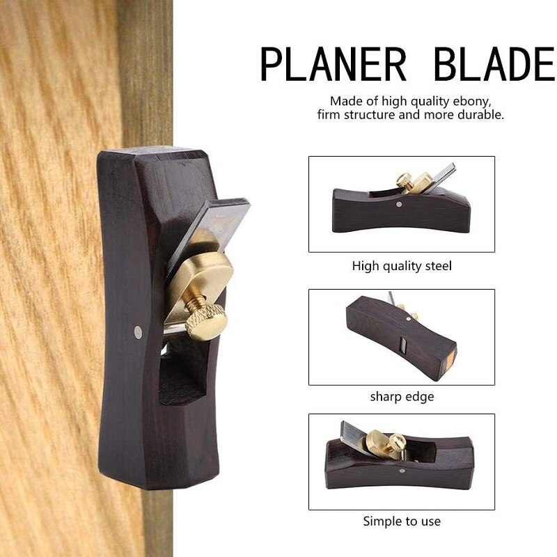 Flat Curved Mini Wood Planer Hand Tool, Ebony Arc Bottom Carpenter Wood Grooving Trimming Tool DIY Wearresistant Planer Woodwork