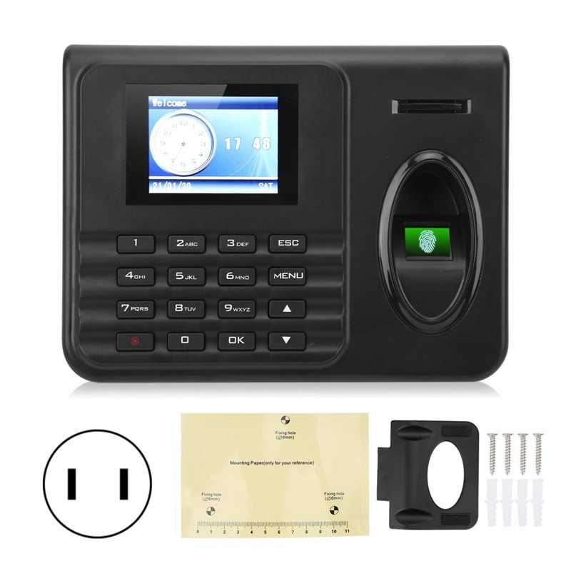 Check In Attendance Attendance Machine Time Clock 2.4in Color Screen Biometrics Fingerprint Password Check In Out 100‑240V: U.S. regulations