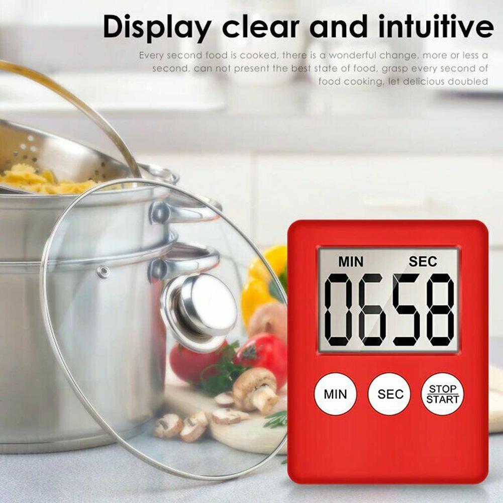 Alarm Timer Kitchen Mini LCD Digital Display Square Countdown Alarm Magnet Clock Cooking Count Up Sleep Stopwatch Clock Timer