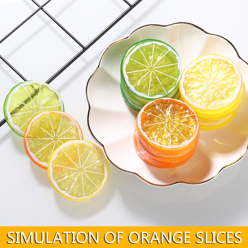 10set 5CM Artificial Lemon Slice Garnish for Home Supplies Artificial Plastic Fruit Home Decor Scenes Props