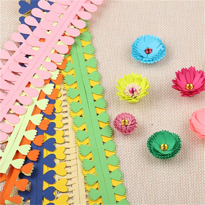 Kunst gjør-det-selv håndlaget farget blomstertype papir quilling blomsterformet stripe rullepapir 5 farger (5 par /10 stk) student origami materiale