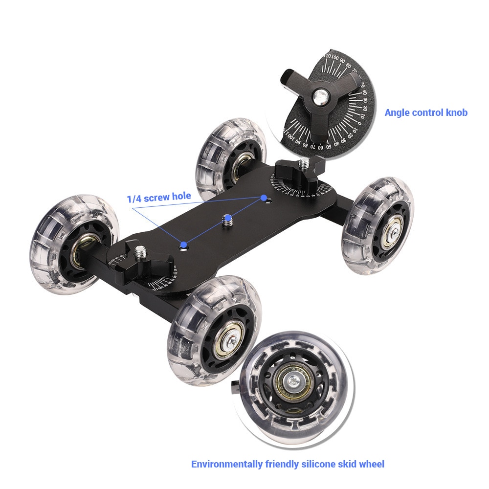 Photography Camera Slider Tabletop Track Slider Rail Rolling Track Slider Skater Table Dolly Car Blue Flexible For Speedlite