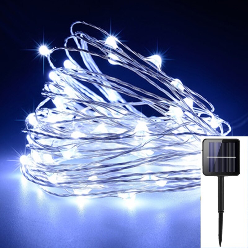 Tongdaytech 100/200/300 led ulkona aurinkolamppu merkkijono valot joulujuhla seppele aurinkopuutarha  ip65 vedenpitävä valo: Valkoinen / 21m 200 led