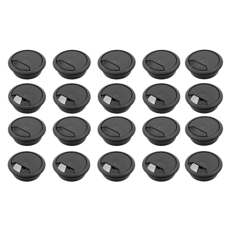 20 Stuks 2 Inch Bureau Wire Cord Kabel Grommets Gat Cover Voor Office Pc Bureau Kabel Cord Organizer Plastic Cover: Black