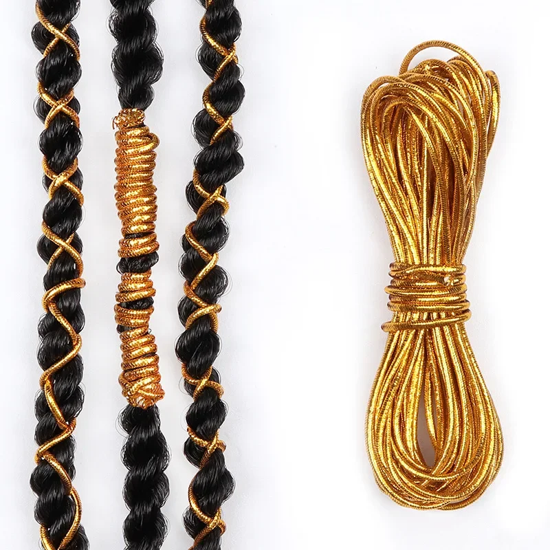 Dreadlock flätor håraccessoarer silver guld flätning hår deco styling skimmer töjbar afrikansk fläta flätad elastisk snodd: Rosröd
