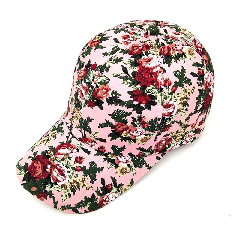 Kvindelig sol hat justerbar tæt blomstermønster baseball cap blomst print hatte til kvinder fire sæsoner snapback cap: 3
