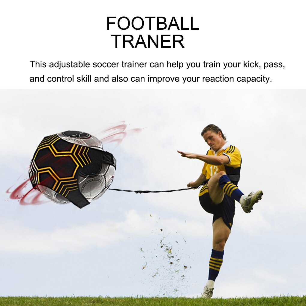 Soccer Ball Practice Belt Football Kick Training Belt Adjustable Trainer Train Equipment Practice Belt Hands Kids Adult Soccer