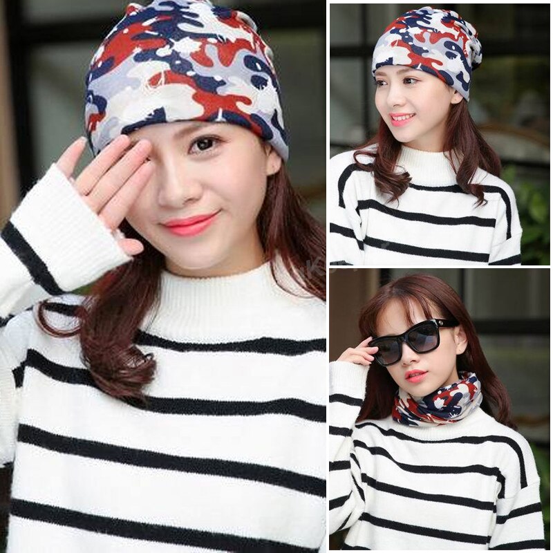 Long Keeper Women Knit Warm Hat Scarf Three Used Woman Flora Cap Beanie Skullies For Girl Autumn Caps Bonnet: White STYLE 1