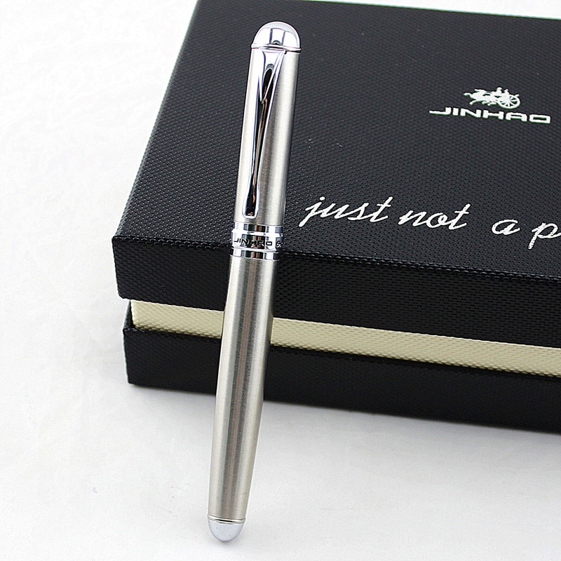 JINHAO 750 Stift Geschäft Schreiben Liefert Grau 0,7mm Feder Gel Stift Schach boad Rolle Ball Kuli luxus Schreiben tinte schwarz Nachfüllung
