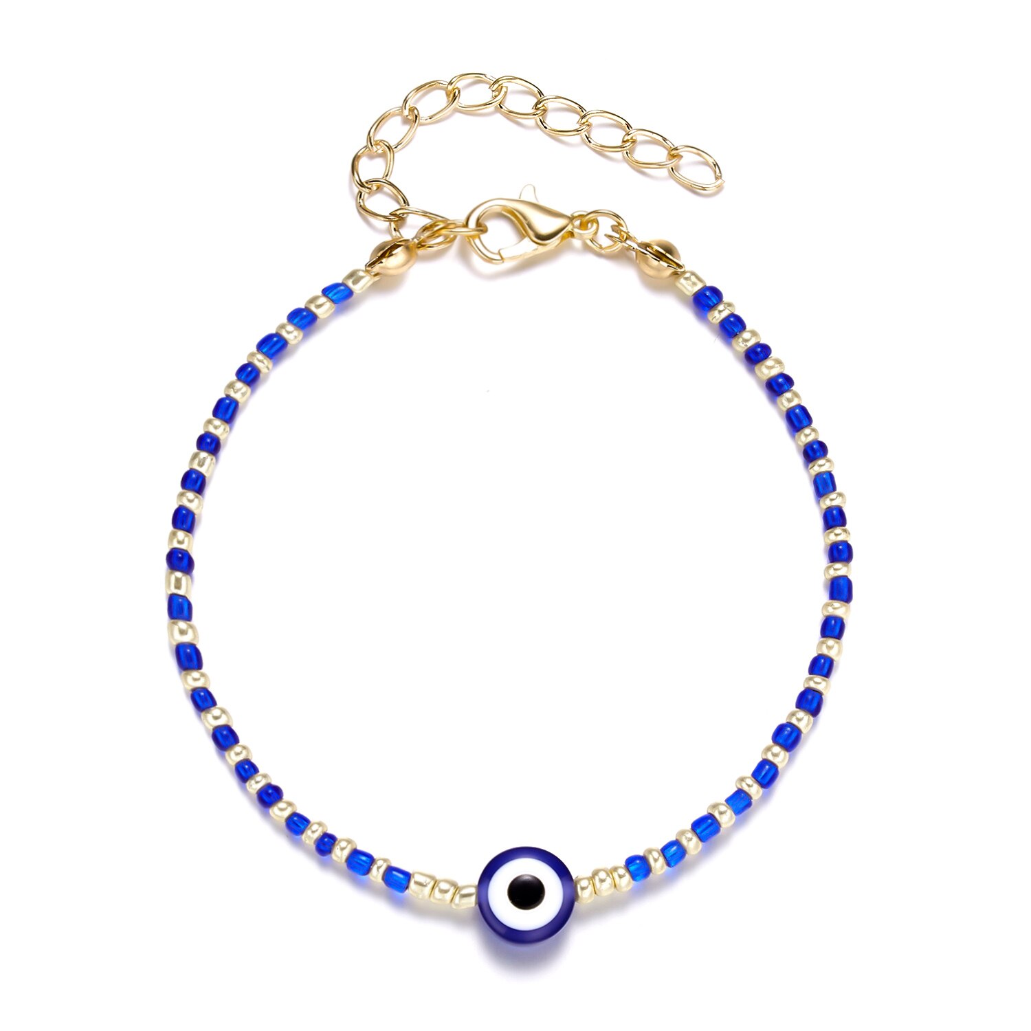 Rinhoo Classic Trendy Turkish Evil Eye Bracelet Pave Lucky Blue Eye Charm Bracelet Adjustable Female Party Jewelry: 3