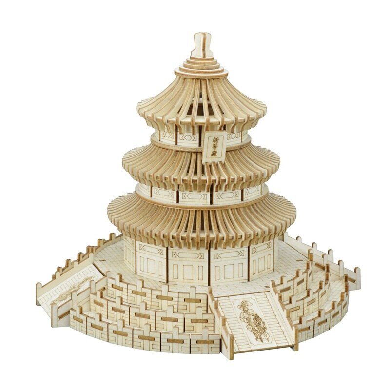 Houten puzzels, educatief speelgoed, doe-het-zelf tempel 3d, houten puzzels voor kinderen, volwassenen, kerstmis, verjaardag
