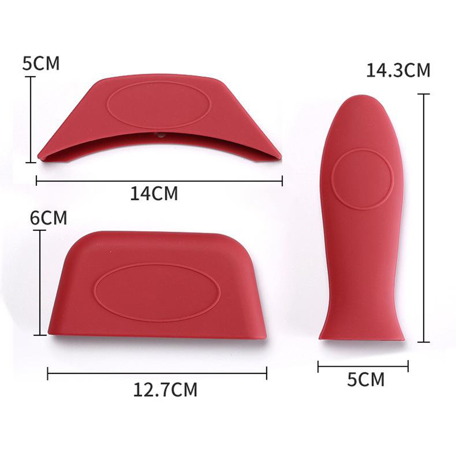 Lot De 4 Poignées Isolantes Silicone - Pour Casseroles Chaudes, Anti-Brûlures - Rouge Et Noir