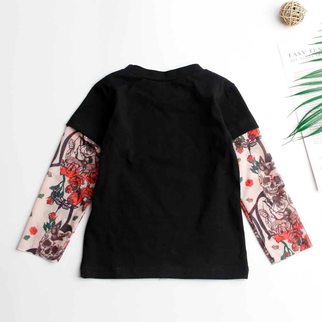 Boys Shirts Toddler Baby Kids Boys Shirt With Mesh Tattoo Printed Sleeve Floral Tee Tops kids blouse clothes haine copii