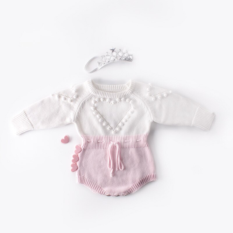 Winter Kids Baby Meisjes Jongens Bodysuits Breien Lange Mouw Wol Prinses Driehoek Jumpsuit Peuter Kids Kleding 0-24M