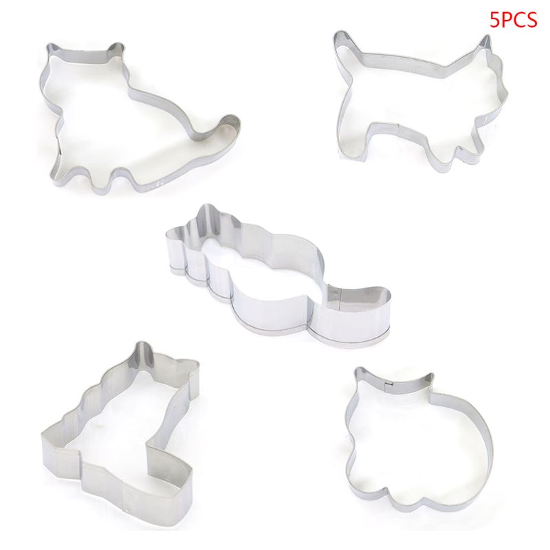 5 stks/set Dier Kat Cookie Cutter Mold 3D Suiker Ambachtelijke Pastry Biscuit Fondant Taart Bakvorm DIY Decorating Tool: Default Title