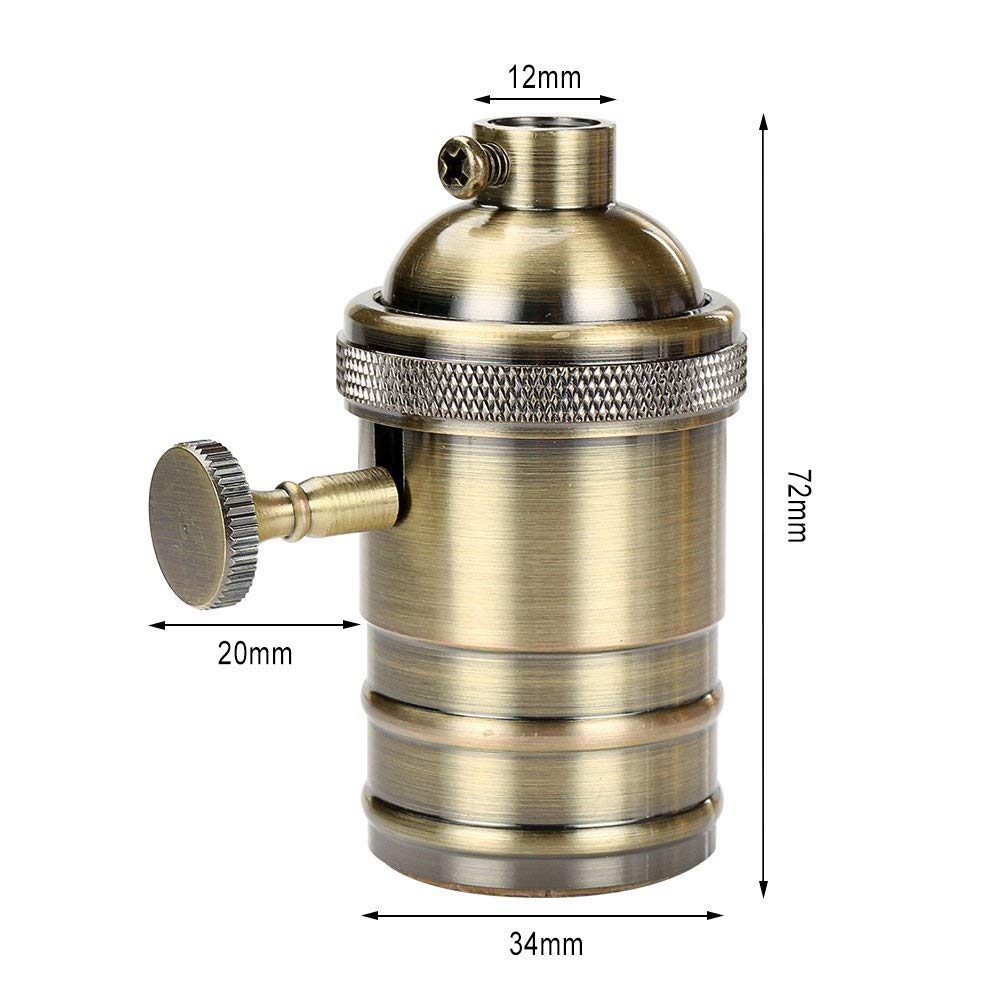 Portalámparas Retro de cobre DIY con interruptor E26 E27 Edison, casquillo de tornillo de iluminación Vintage, accesorio de portalámparas de latón antiguo