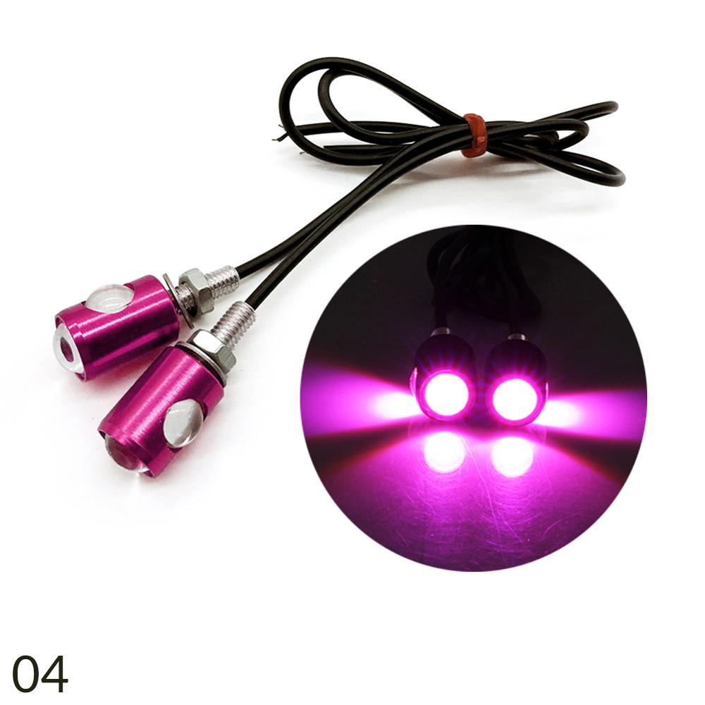 Luz Led estroboscópico de 12v para motocicleta, luz Flash de ojo de águila para motocicleta, foco de luz de freno de advertencia, 2 unidades por par, 7 colores: Rosa