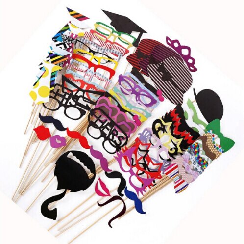 Máscara de bigote para favores divertidos, accesorios de fotomatón de boda, decoraciones de , conjunto de 76 Uds., nuevos suministros