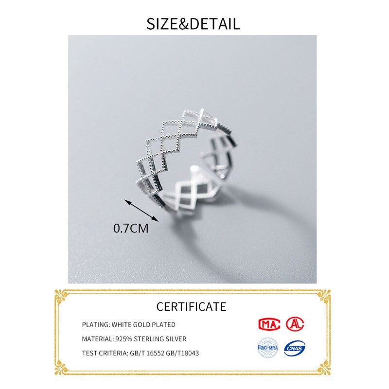 INZATT Echt 925 Sterling Silber Minimalis Geometrischen Hohl Ring Für charmant Frauen Partei Edlen Schmuck modisch Zubehör