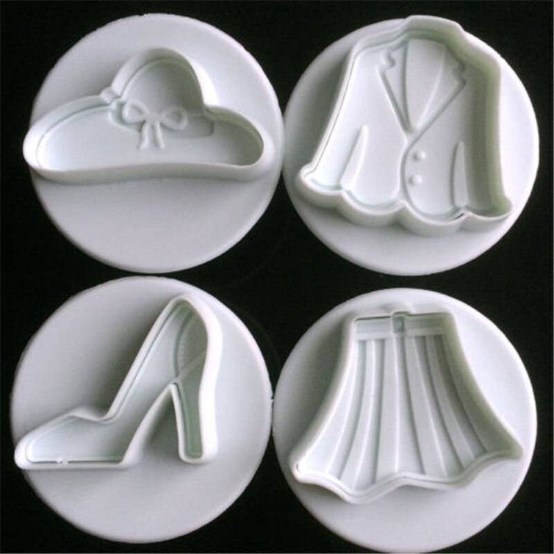 SZXMDKH 4 stks Cookie Cutters, Tropische Blad Cookie Leaf Mini Cutters Fondant voor DIY Decoratieve Bakken Gereedschap, Wit (syqqd04