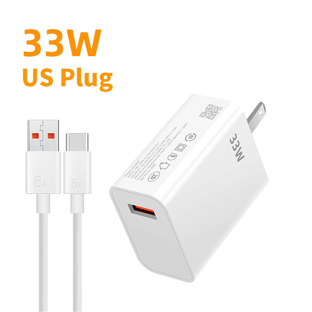 Cargador USB 33W cargador de carga rápida 6A Cable USB tipo C para Xiaomi mi14 13 12 Redmi iPhone Oneplus adaptador de cargador de teléfono rápido: BR