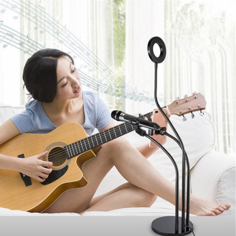 Soporte en vivo para teléfono móvil soporte de luz de relleno soporte de anclaje Luz de relleno Led soporte de escritorio micrófono soporte lámpara de mesa