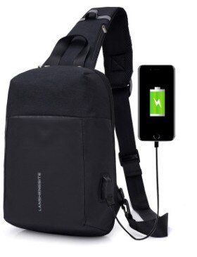 Uosc multifunctionele crossbody tassen heren usb oplaadbaar borsttas korte reis messengers borsttas waterafstotende schoudertas heren: Zwart