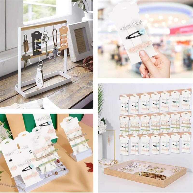 20pcs 16x8cm Hair Clip Bow Cardboard Display Card Labels Paperboard for Small Business Jewelry Stand Holder Packaging Organizing