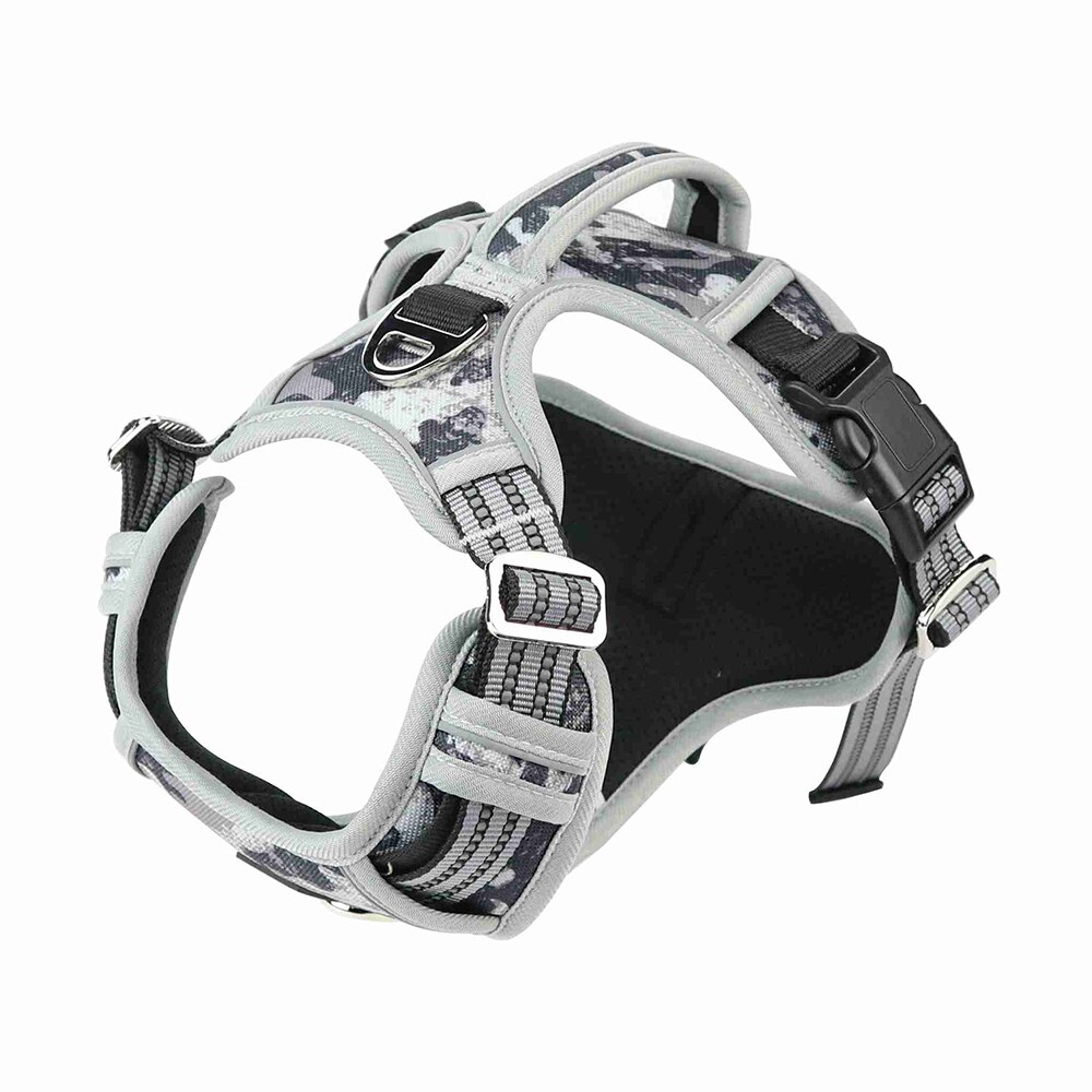 Hondenvest, verstelbaar, ademend, reflecterend camouflagevest voor kleine, middelgrote en grote honden, borstband  d30: Grijs / M