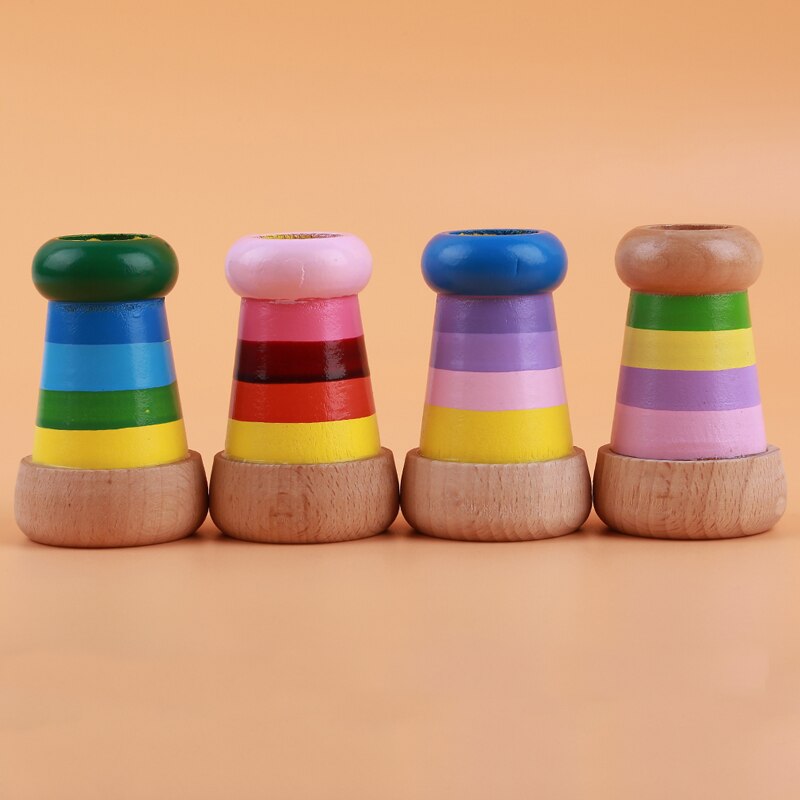 Rainbow Wooden Toys Cute Mini Kaleidoscope Bee Eye Effect Polygon Prism Classic Toys For Chldren