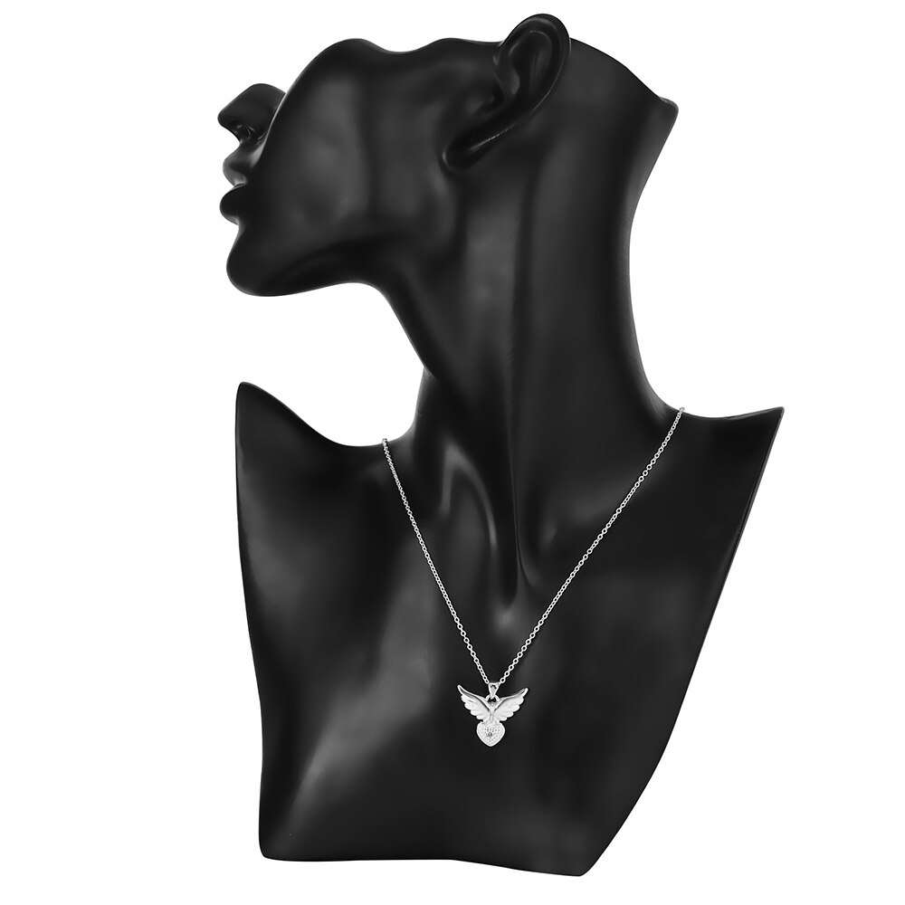 925 halsketten aus sterlingsilber für damen, elegant und wunderschön, mit engelsflügeln und herzanhänger aus zirkonia.