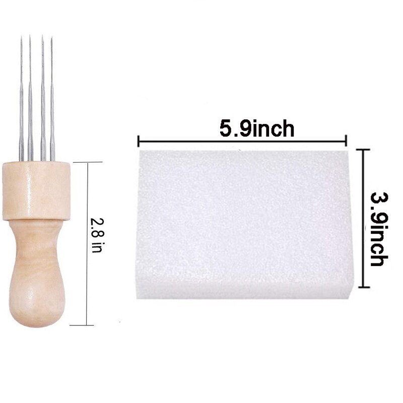 LMDZ DIY Wool Felting Eight Needles Tool Craft Needle Felting Stitch Punch Tool with Solid Wood Handle With Finger Cots Foam Mat