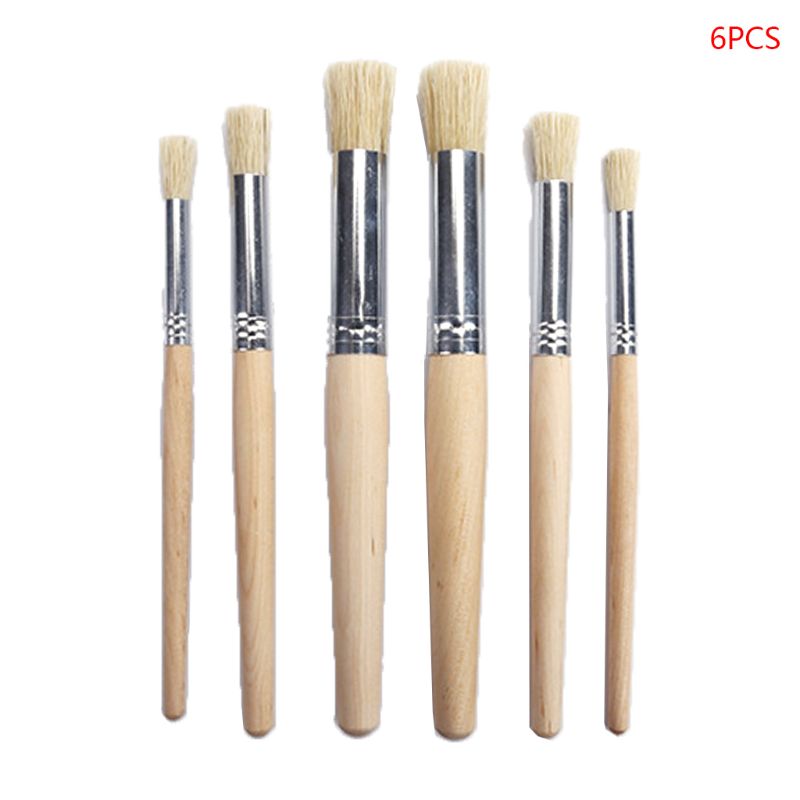 6 pièces/ensemble aquarelle peinture pochoir brosse taille différente manche en bois enfants étudiant Art fournitures
