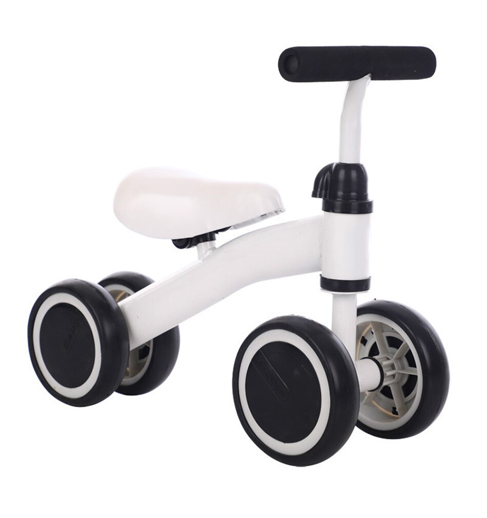 Baby mini cykel børnecykel med 4 hjul balance pedal legetøj firehjulet cykel i 1-3 år børn til læring gå scooter: Hvid cykel