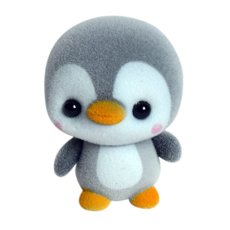 5.5cm mini poupées décoratives en pvc floquées, kawaii, pingouin, jouets pour filles, exquises poupées floquées, jouet de noël: Gris
