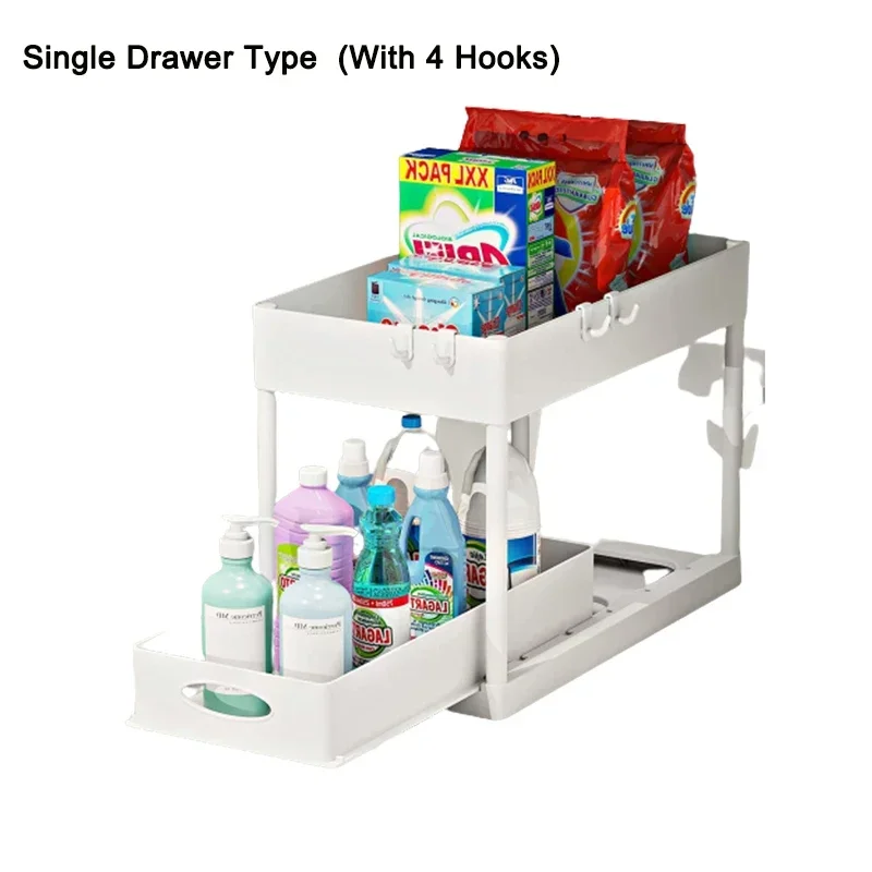 Under Sink Organizer Sliding Drawer 2 Layer Pull Out Multifunctional Shelf Kitchen Storage Organizer Bathroom Desktop Rack: light green