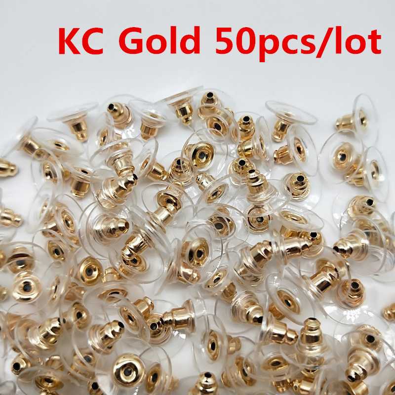 50/100 pièces pas cher résultats de bijoux en métal accessoires perles bouchons d'oreille écrous de poteau clair souple Silicone caoutchouc boucle d'oreille dos bouchon: 10