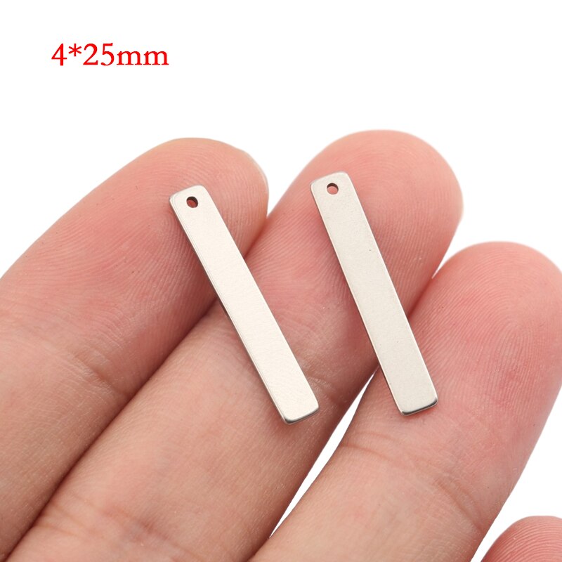 20 stuks roestvrijstalen rechthoekige metalen stempelplaten, labels, platte staafbedels, hangers, doe-het-zelf sieraden, 4 x 40mm 4 x 25mm 9 x 40mm: 425mm