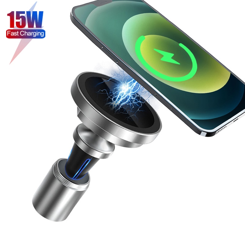 INIU Magnetische draadloze oplader, 15 W, draadloze inductiestandaard, magnetische draadloze oplader, vergemakkelijkt het reizen, voor iPhone 15 14 13 Pro Max, adapter en USB C-kabel inbegrepen