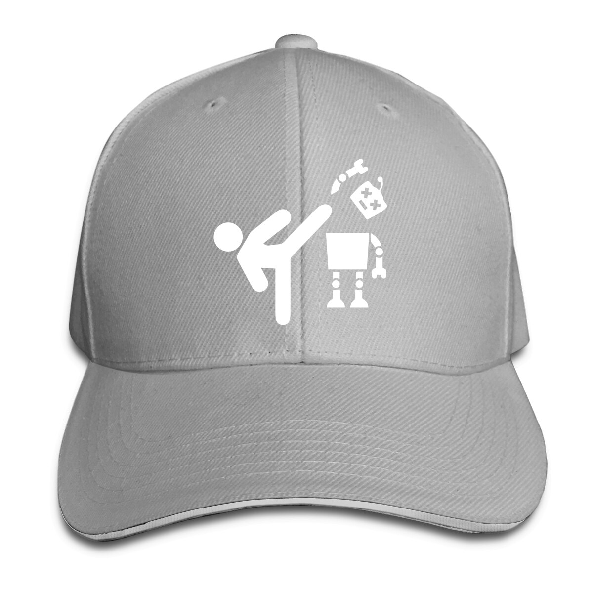 Robot, sombreros divertidos, gorras para hombres y mujeres, gorras de pico de pato, gorras de béisbol para automóvil, gorras ajustables de Snapback hip-hop unisex: Gris