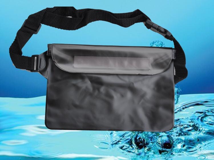 Riñonera impermeable para natación y buceo, morral de cintura para buceo, resistente al agua, en seco bajo el agua, bolsa con bolsillo: Black