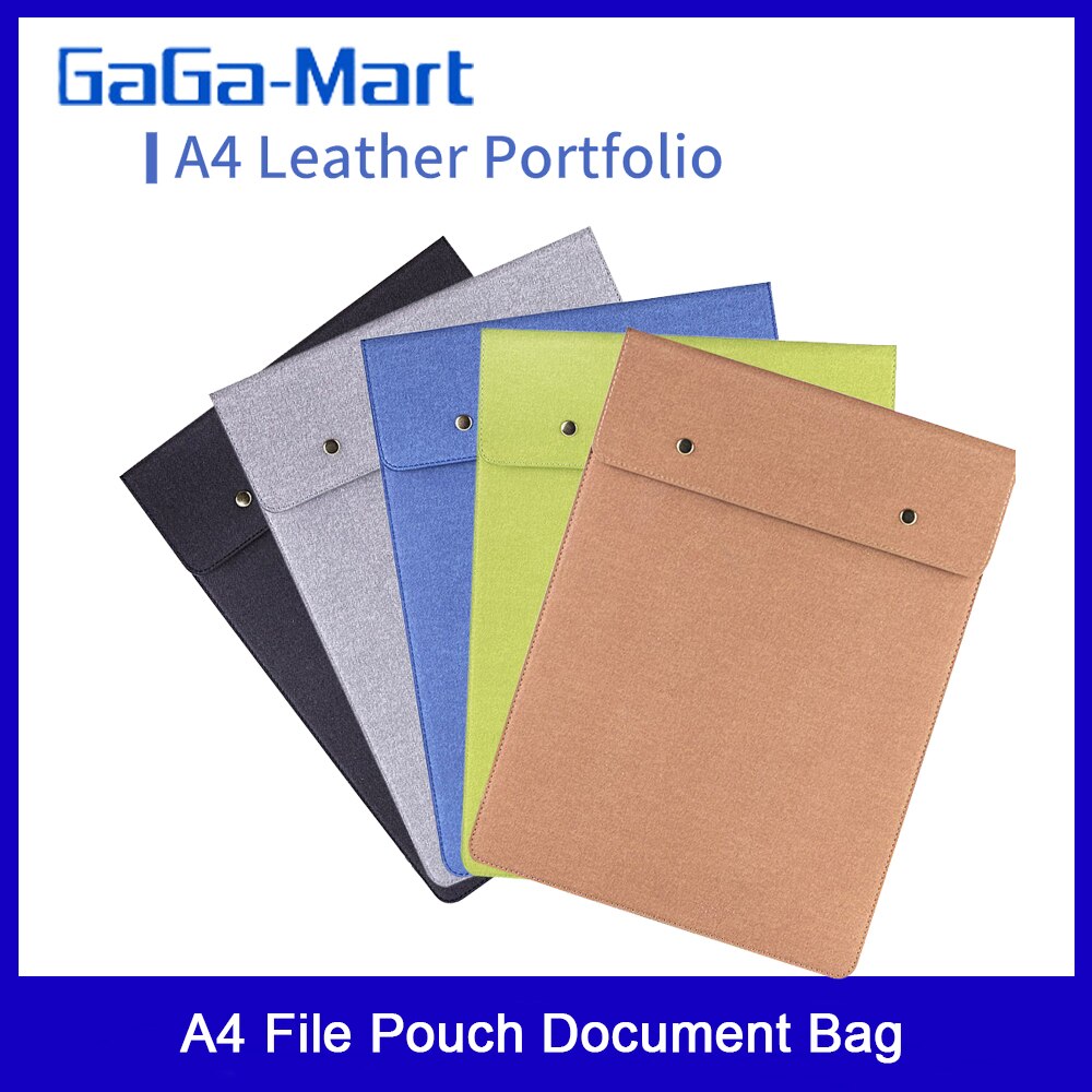 A4 File Pouch Document Bag PU Leather Portfolio Contract Invoice Bill Storage Organizer for Office School Supplies